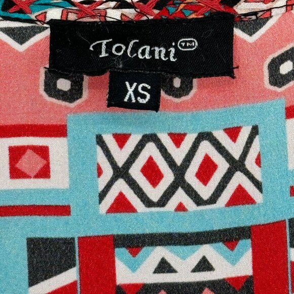 Tolani Women's size XS Silk Tunic mini Dress Multicolor Geometric Print - Picture 2 of 11